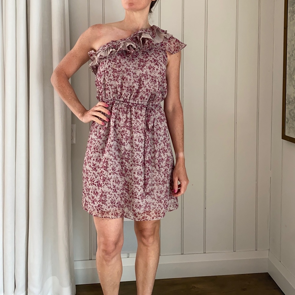 One shoulder dress with ruffles